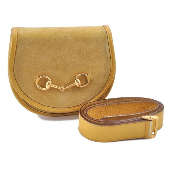 Tom Ford era Gucci 1955 Horse-bit yellow leather & suede belt bag or cross body - Picture 1 of 10